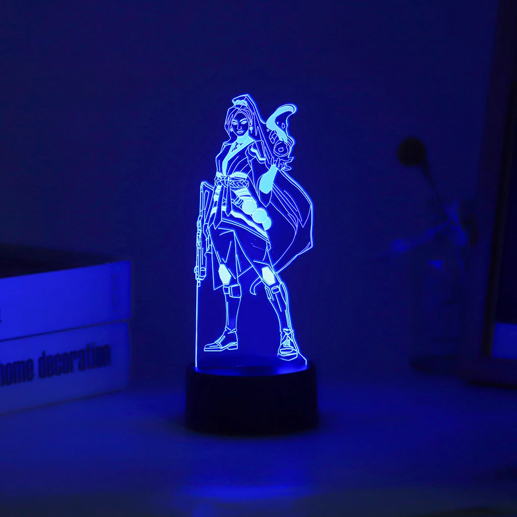 Hot Gaming Valorant Salie 3d Led Nightlight Killjoy Omen Adder Figuur Kleurrijke Tafellamp Voor Gamer Game Room Decor Dropshipping