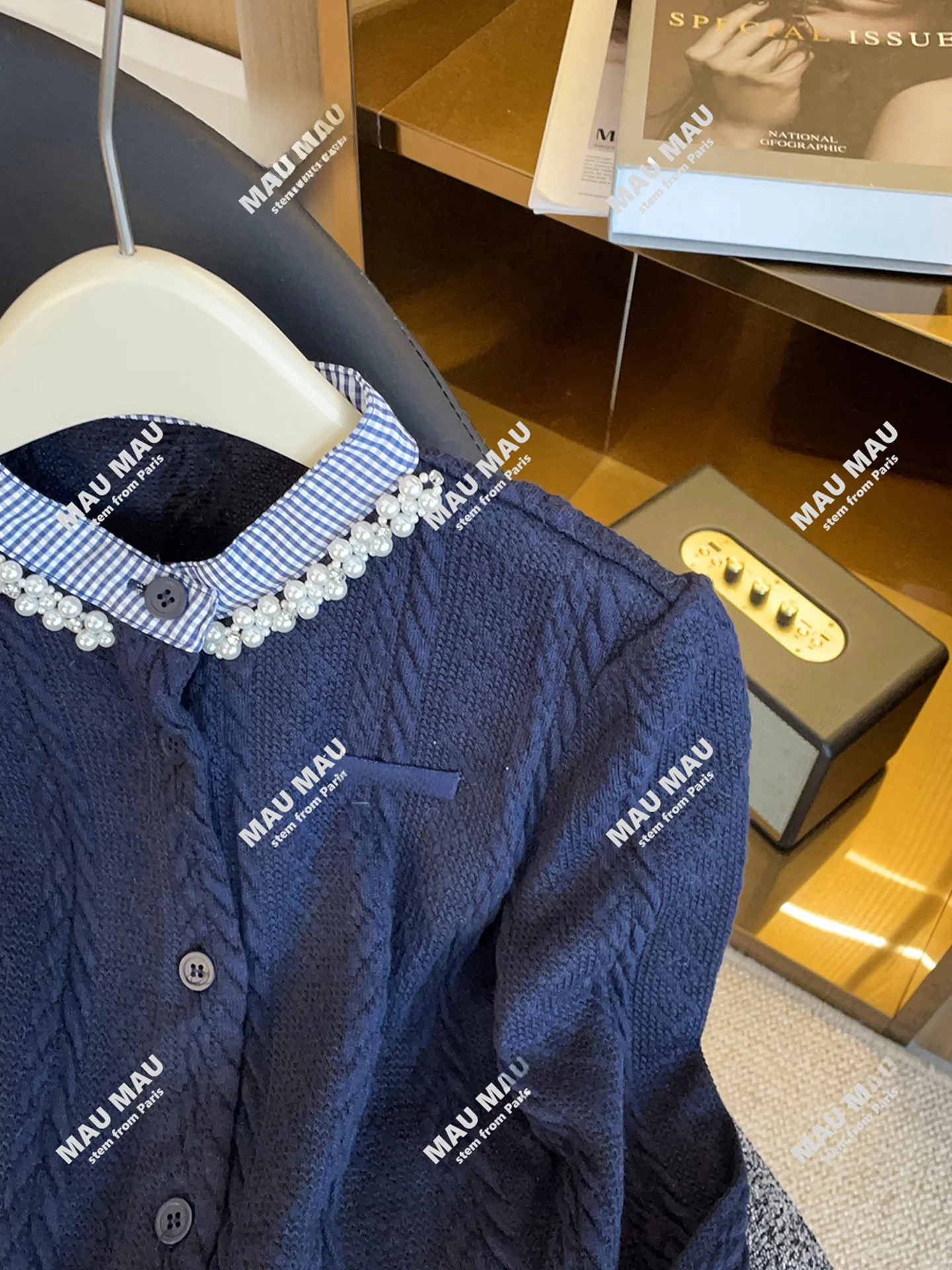 Cárdigan de punto de mujer de gama alta ort Sve Midi Dr con patchwork de cuentas a cuadros Bell Sve Cárdigan abierto Top para otoño...