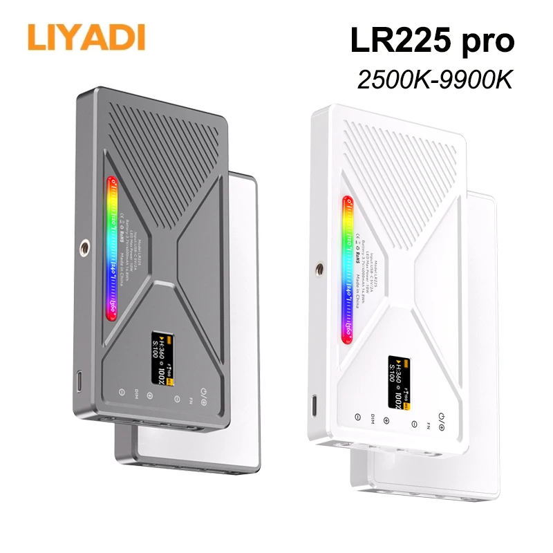 LIYADI LR225 PRO RGB LED Luz de vídeo 2500K-9900K Luzes de preenchimento de bolso para câmera Smartphone Fotografia Iluminação de estúdio