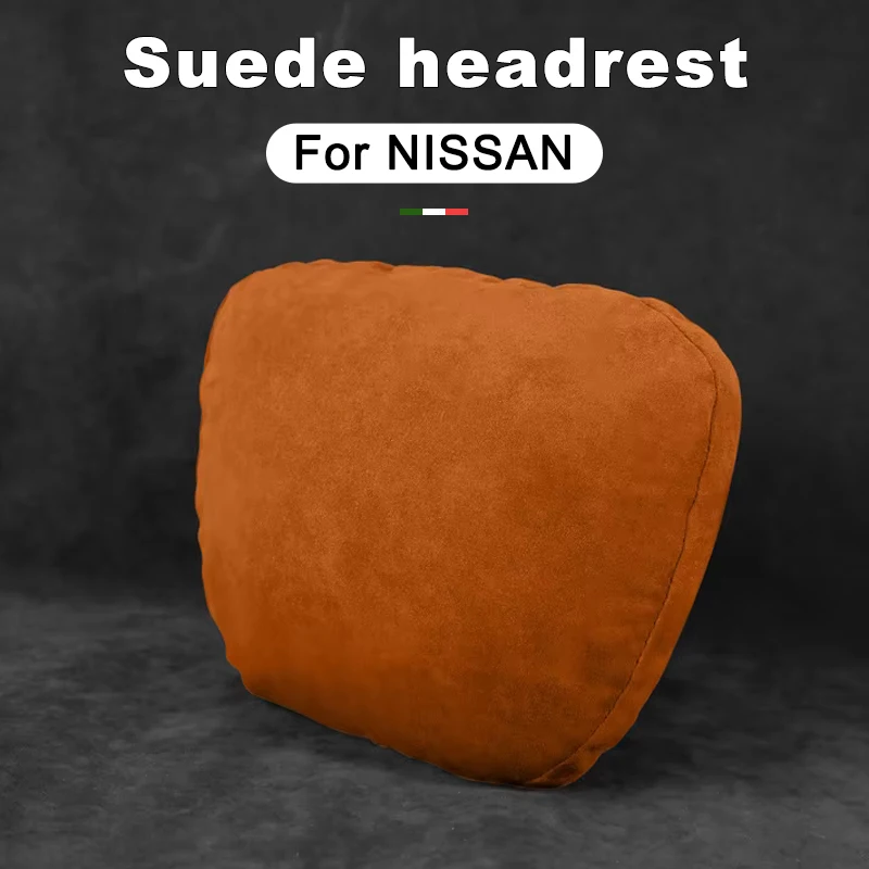 

For NISSAN Altima Ariya Juke Leaf Qashqai Rogue Versa SYLPHY Suede Car Neck Rest Pillow - Auto Seat Neck Support Accessories
