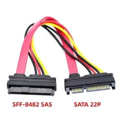15cm 30cm 50cm SFF-8482 Motherboard SAS 29P Female to SATA 22Pin Male Cable 7+15PIN Power Cable SAS Hard Disk Server to SATA