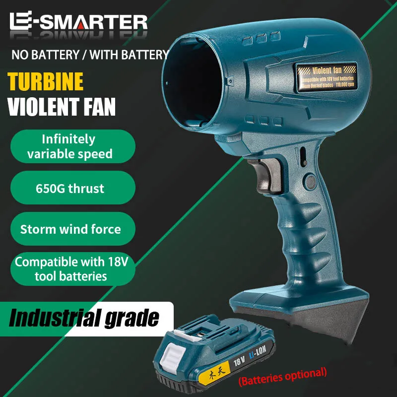 Powerful Brushless Turbo Electric Blower Handheld Violent Fan Snow Leaf Dust with Thrust 600g Compatible with 18V Tool Battery