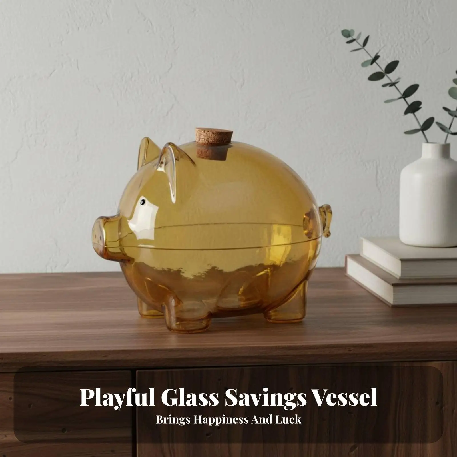 Adorable Pig Shaped Coin Bank Transparent Storage Jar for Office Desk Shelf Windowsill Home Decor