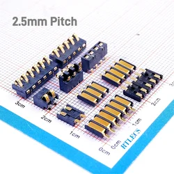 5 20pcs Spring Compression Contact 2.5 mm Pitch 2 3 4 5 6Pin Female Male Connector Surface Mount Rechargeable Battery Gold Flash