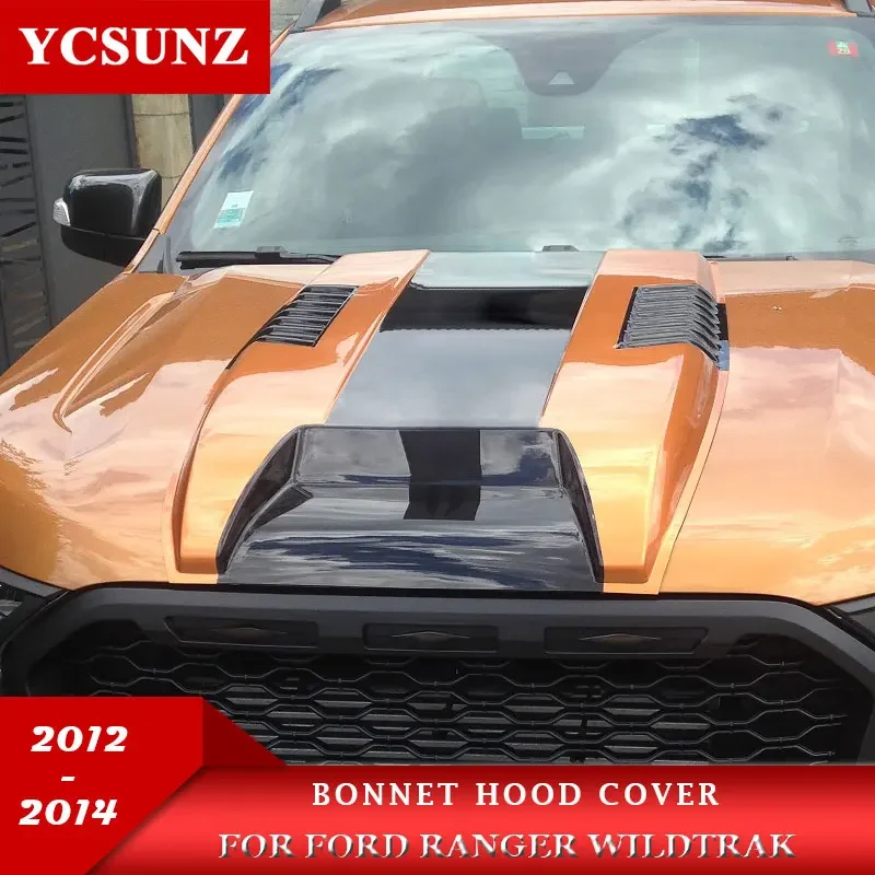 ABS Orange Black Bonnet Scoop Hood For Ford Ranger Wildtrak T6 2012 2013 2014 Pickup Truck Car Accessories