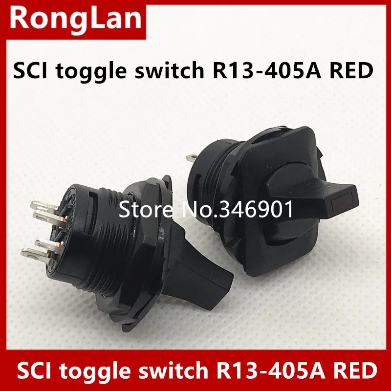 [SA]Electronic switch Taiwan New SCI black flat handle toggle switch 4FEET 2gears  R13-405AL / R with LED3V red open--50pcs/lot