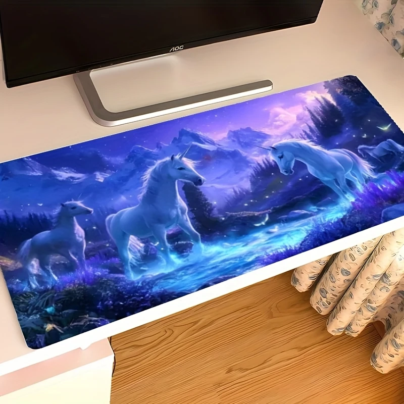 Magical Unicorns Fantasy Desk Mat Extra Large Gaming Mouse Pad Smooth Rubber Non-Slip Home Office