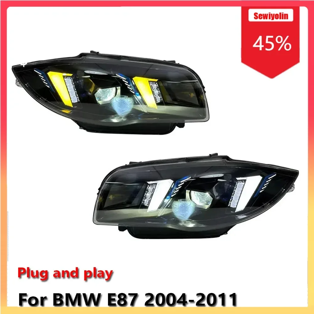 

Автомобильные светодиодные фары в сборе для BMW E87 2004-2011, противотуманные фары DRL, стоп-сигнал, указатель поворота, Plug and Play