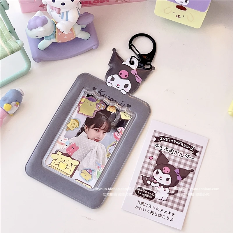 Sanrio kawaii portachiavi carino Kuromi Melody cannella cane titolare della carta Guka foto ID card bag storage sacchetto di scuola ciondolo anime