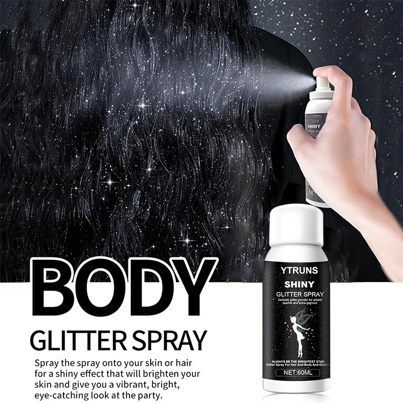 Błyszczący rozświetlacz w sprayu - 60ml, wysoki połysk, efekt shimmer na usta, oczy, twarz i włosy, idealny na imprezy, podkreślający makijaż.