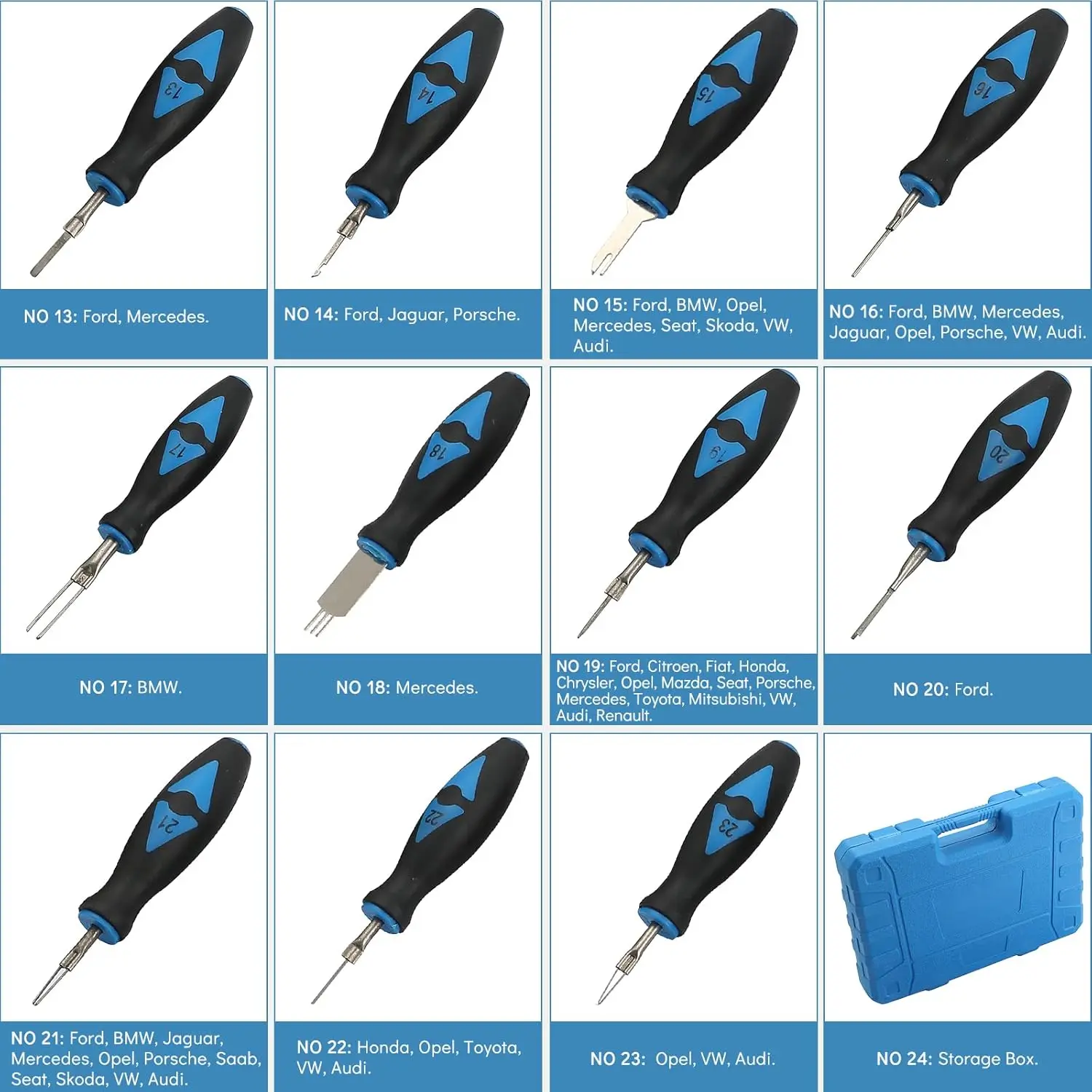 Stromklemmen-Entriegelungssatz, 23-teiliges Universal-Werkzeugset zum Entfernen von Kabelverbindern für Fahrzeuge