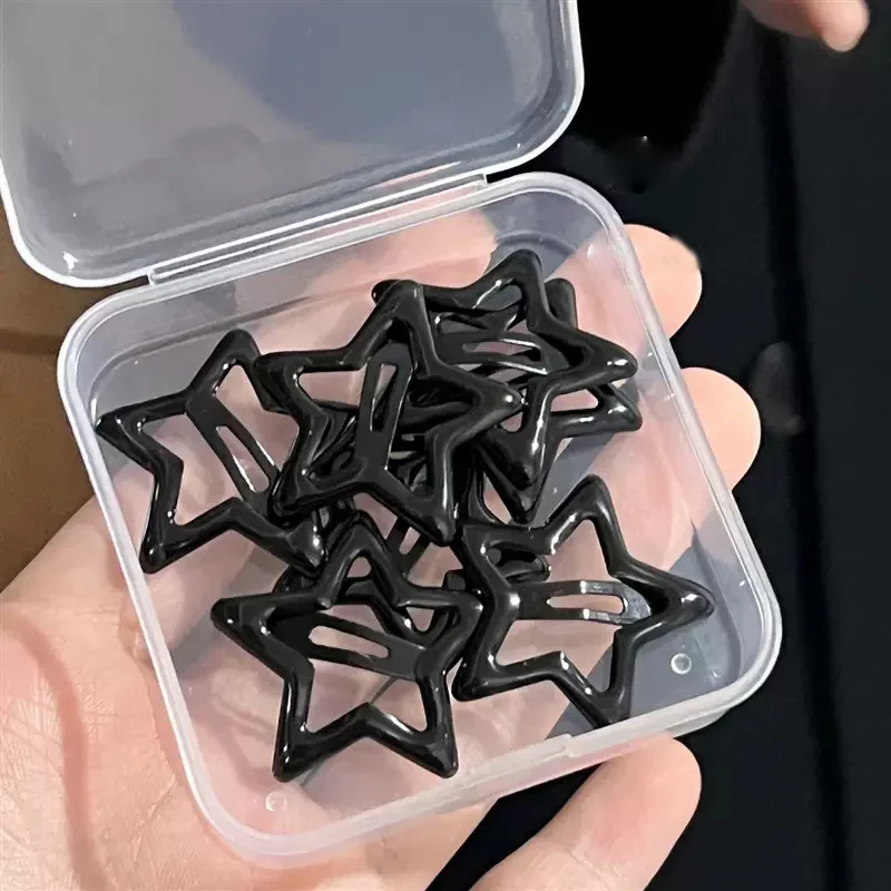 10pcs Black Star BB Hair Clips Women Grils Cute Metal Star Hair Clips Side Barrettes Hair Grip Y2K Hair Accessories Headwear