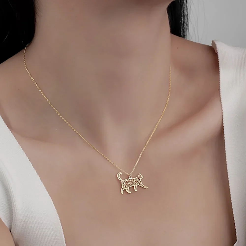 Luxury Women's Necklace Stainless Steel Gold Rose-Gold Color Cute Cat Unique Elegant Valentine's Day Gift Wholesale Direct Sales