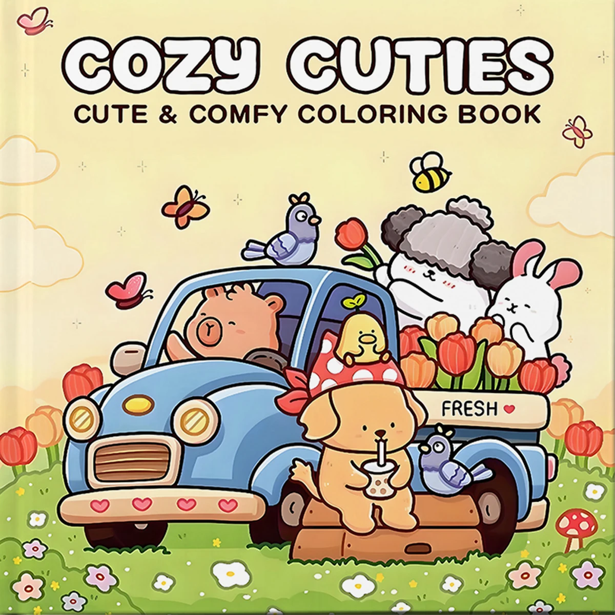COZY CUTIES Cute & Comfy Coloring Book For Adults And Teens Drawing Book Perfect Gift for Halloween Party and Birthday