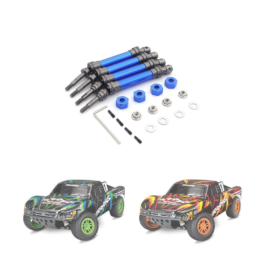 

A89Z 4 шт. металлический передний и задний приводной вал CVD для 1/10 Traxxas Slash Rustler Stampede Hoss VXL 4X4, детали для обновления радиоуправляемого автомобиля, синий