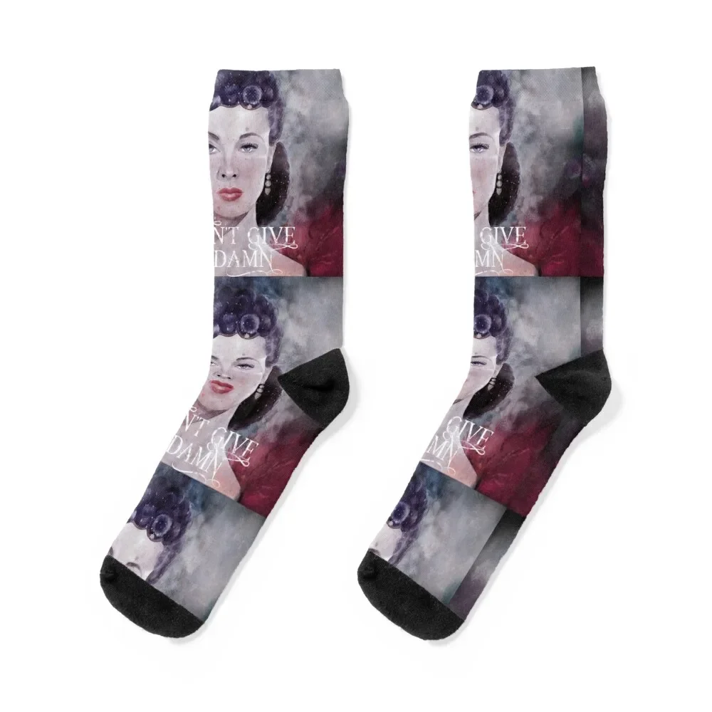 Gone With The Wind quote I don't give a damn Scarlett O'Hara Watercolor Socks set Stockings Soccer Luxury Woman Socks Men's