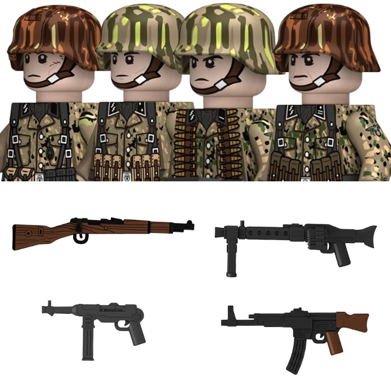 Figurines militaires de la marine allemande de la seconde guerre mondiale, blocs de construction, soldats de marin de la marine, commandant de bateau en U, guerrier, pièces d'armes, briques, jouets pour enfants