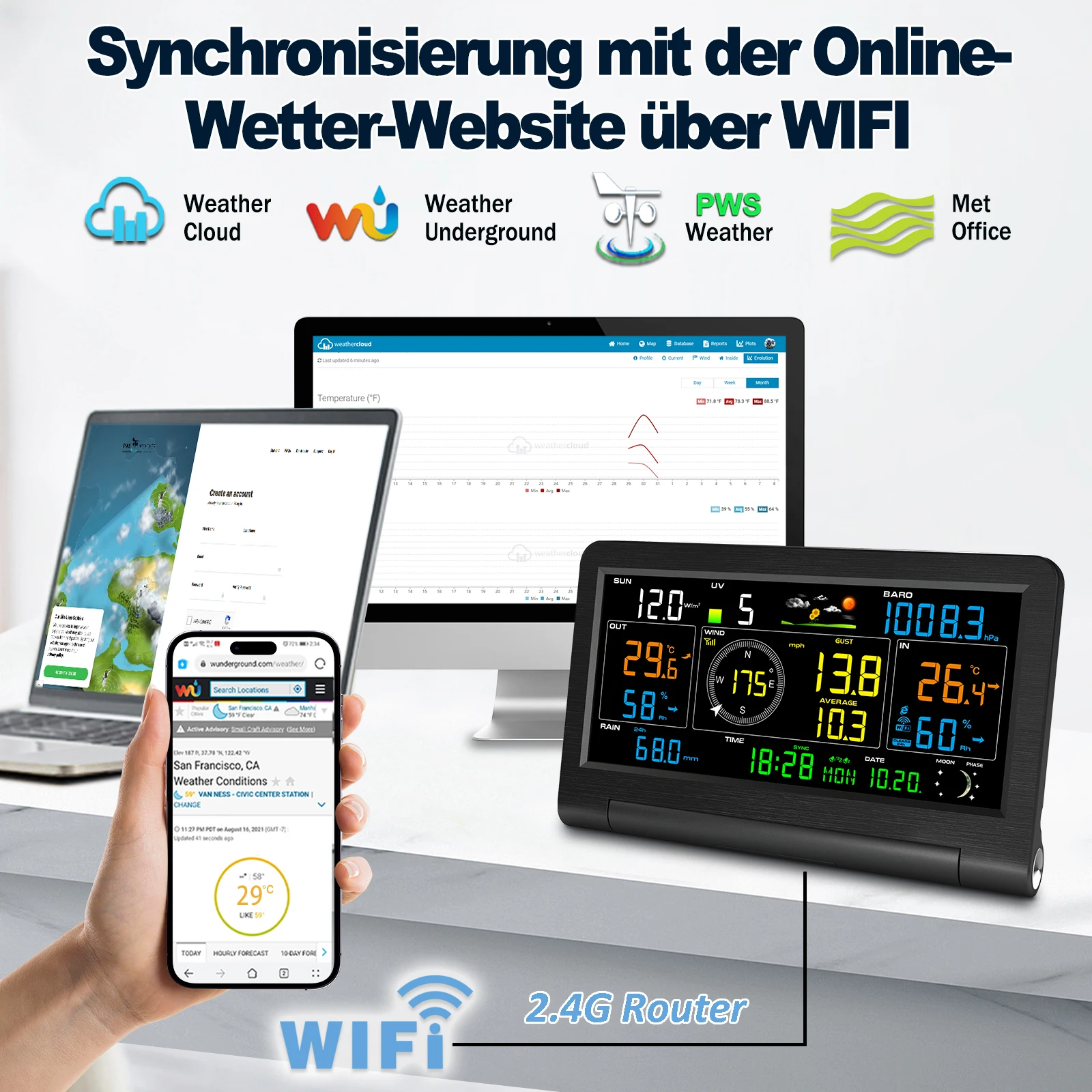 14'ü 1 Arada WIFI Hava İstasyo - Weather Station Indoor incelemesi ve fiyatı