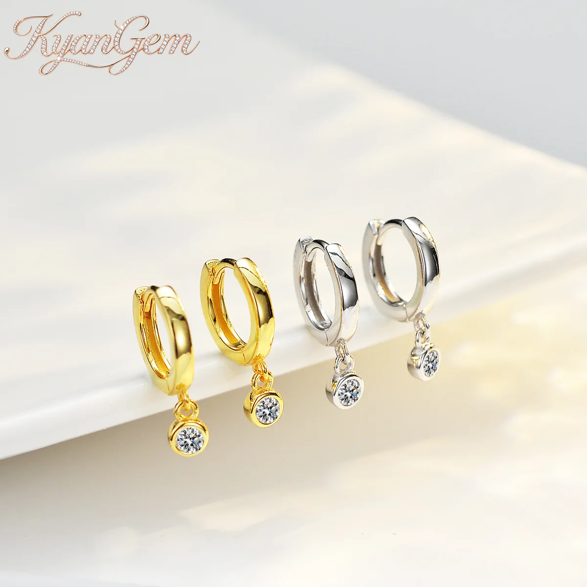 KyanGem Women's Bubble-Style 18K Gold Earrings Minimalist Wedding-Inspired Total 0.2 Carat Moissanite Platinum PT950 Ear Studs