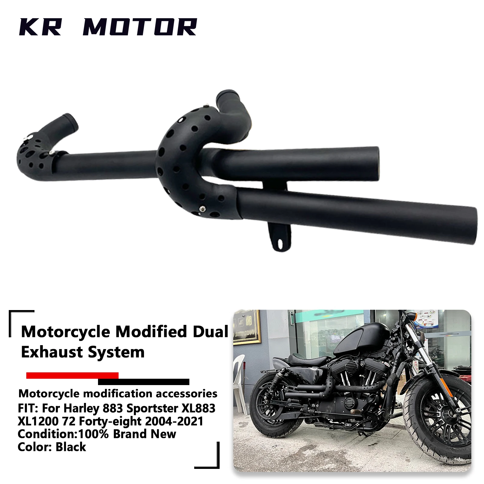 

Полная выхлопная система ручной работы для мотоцикла Harley 883 Sportster XL883 XL1200 72, сорок восемь 2004-2021, двойной глушитель выхлопной трубы