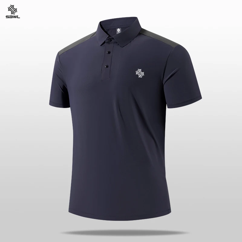 SBWL High Quality Zipper Polo Shirt Male Fashion Turn-Down Collar Short Sleeve Business Men Sports Style Quick Drying T-Shirt image 3