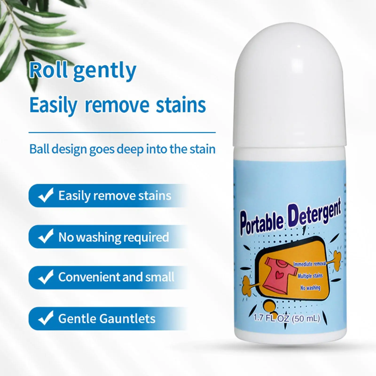 50ml Clothing Stain Removers Decontamination Ball Cleaner Magic Detergent Rolling Bead No-wash Oil Stain Coffee Stain Removers