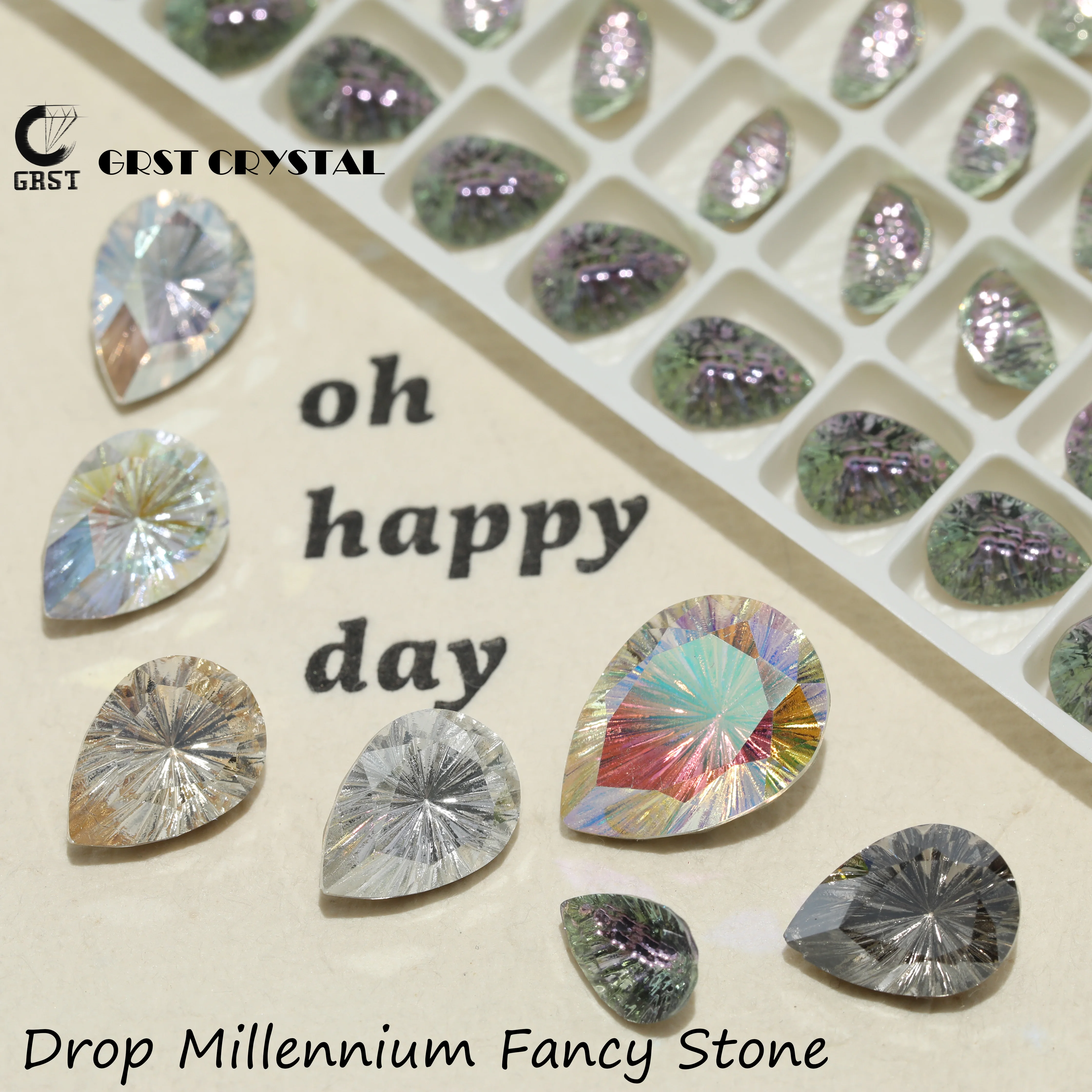 GRST Glänzende Kristall-Premium-Millennium-Serie Strasssteine DV4004 Tropfenförmige Ziersteine für DIY-Nagelkunst, Hochzeitskleider, Taschen und Zubehör – Detail 1