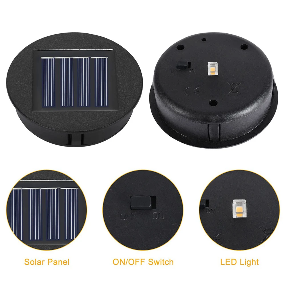 Solar Lights Replacement Top LED Bulbs Solar Panel IP44 Waterproof 1.2 V 600 MAh 7LM with Switch for Outdoor Hanging Lanterns