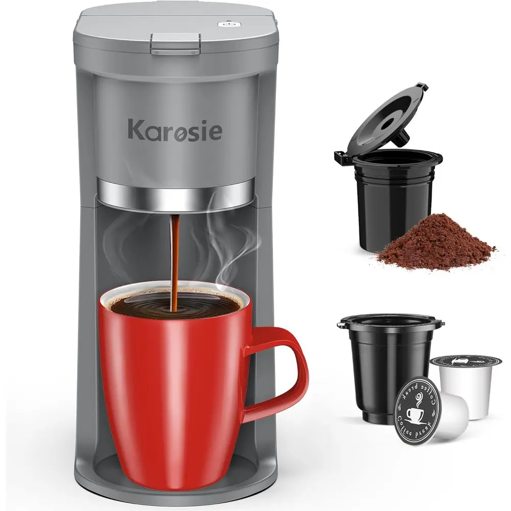 

Small Single Serve Coee Maker, ast Brew or K-Cup & Ground Coee, 6-12 Oz Brew Sizes, One-Button Single Cup Coee Maker, Coee hine