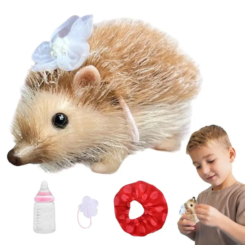 Reborn Animals 5 Inch Mini Full Silicone Soft Reborn Hedgehog Dolls Animals Toys for Kids Boy Girl Animal Dolls with Toy