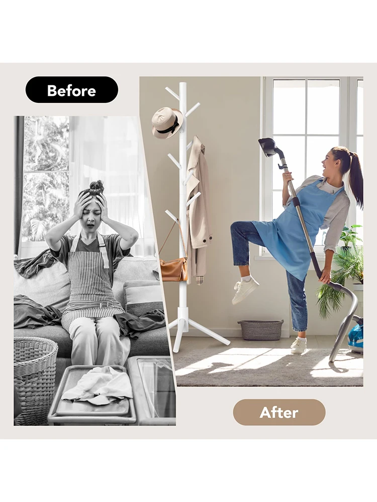 Floor Standing Clothes Rack Tree Branch Shape Multi Hook Simple Clothes and Hats Rack Light Luxury Household Clothes Hanger