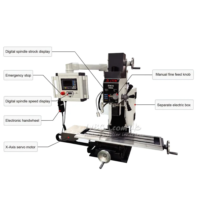 LY-EM35 Drilling and Milling Machine Vertical Multi-functional Home Metal Electronic Milling Device with Base for Aluminum