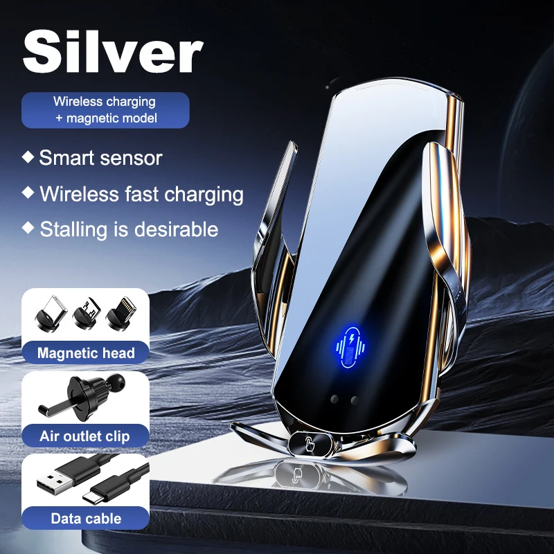 Autohouder Draadloze oplaadstandaard Voertuigtelefoonhouder Autotelefoonhouder Automatische snelkoppeling voor Samsung Huawei Iphone