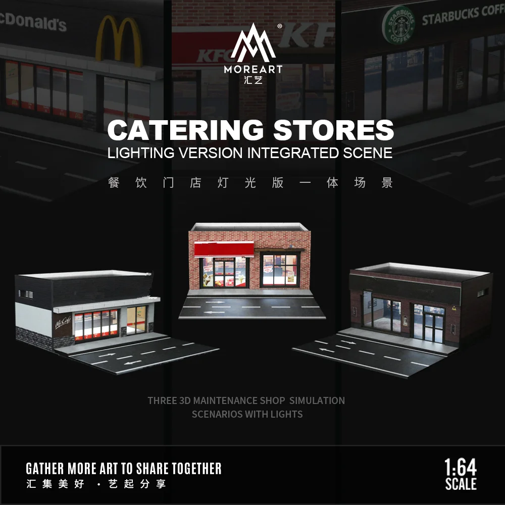 TimeMicro & MoreArt 1/64 CATERING STORES LED 조명, 디오라마 테마 자동차 쇼룸 조명 버전, 조립 보관 디스플레이, 쇼룸