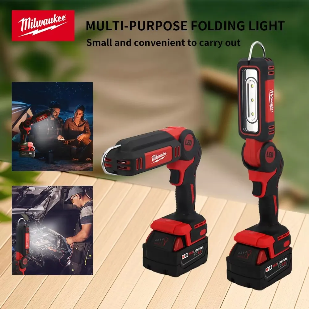 Milwaukee  90° Folding M18 Battery Handheld Cordless Emergency Floodlamp Camping  Light Portable Flashlight Lantern Work Light