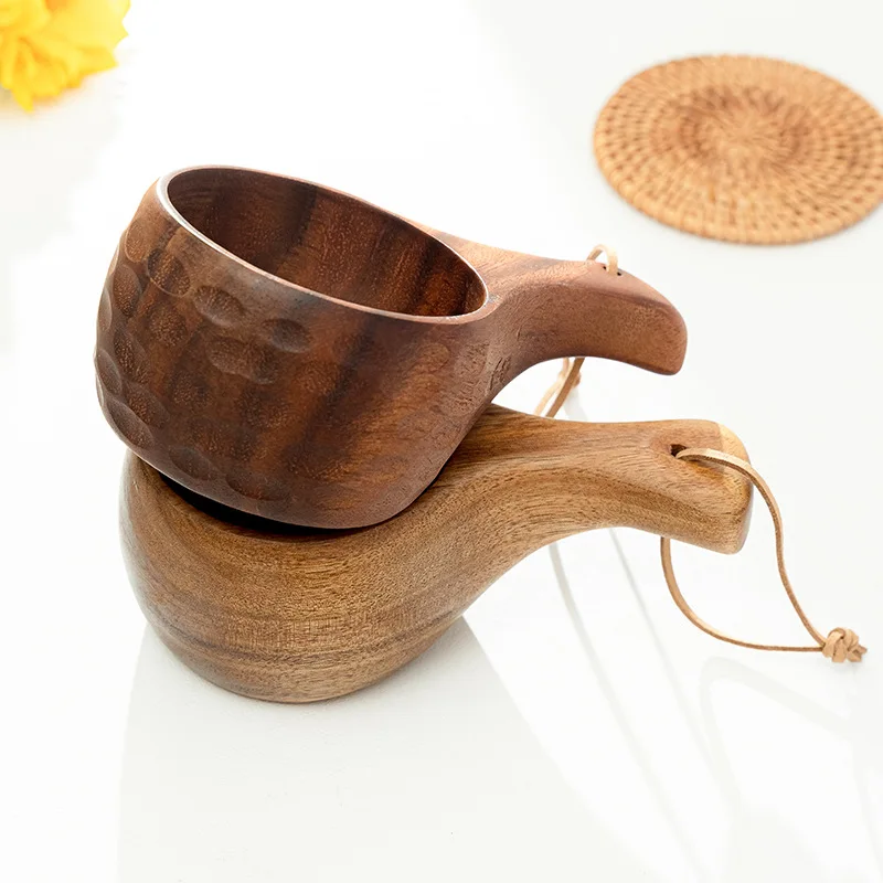 Acacia Wood Milk Cup Breakfast Cup Turtle Shell Finnish Cup Camping Handy Cup Portable Outdoor Cup Dropshipping Bushcraft