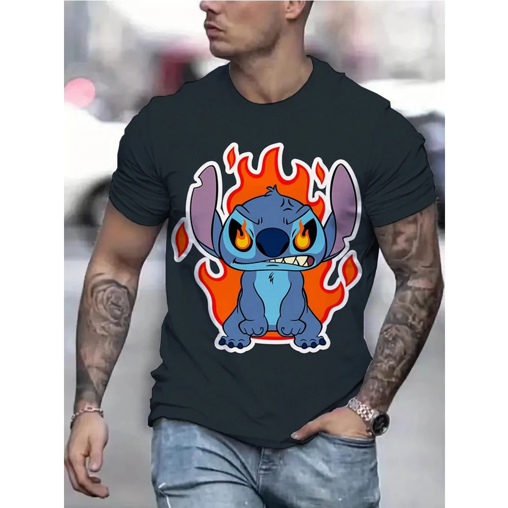 

Disney Cartoon T-Shirts Lilo and Stitch Kawaii Anime 3D Print Streetwear Men Women Fashion Oversized T Shirt Kids Tees Tops