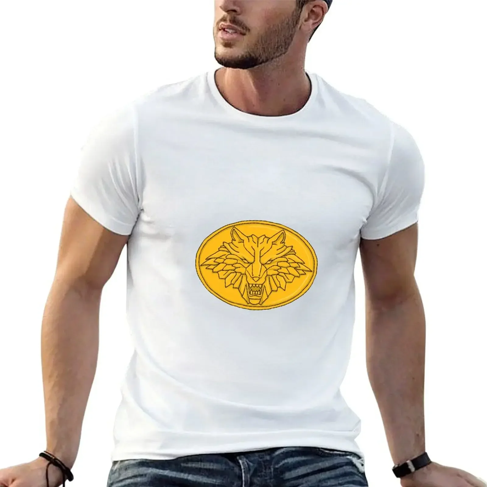 Lunar Wolf Buckle T-Shirt street wear Short sleeve tee mens funny t shirts