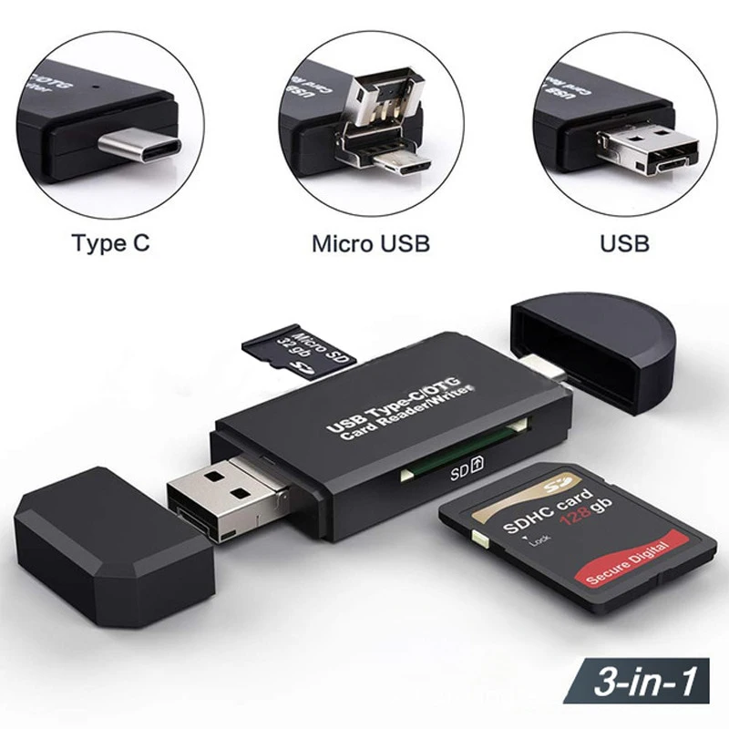 

3 in1 USB Type C Adapter for Computer Android Mobile Phone Dual Use Typec Multifunctional OTG Card Reader Mini Camera TF SD Card