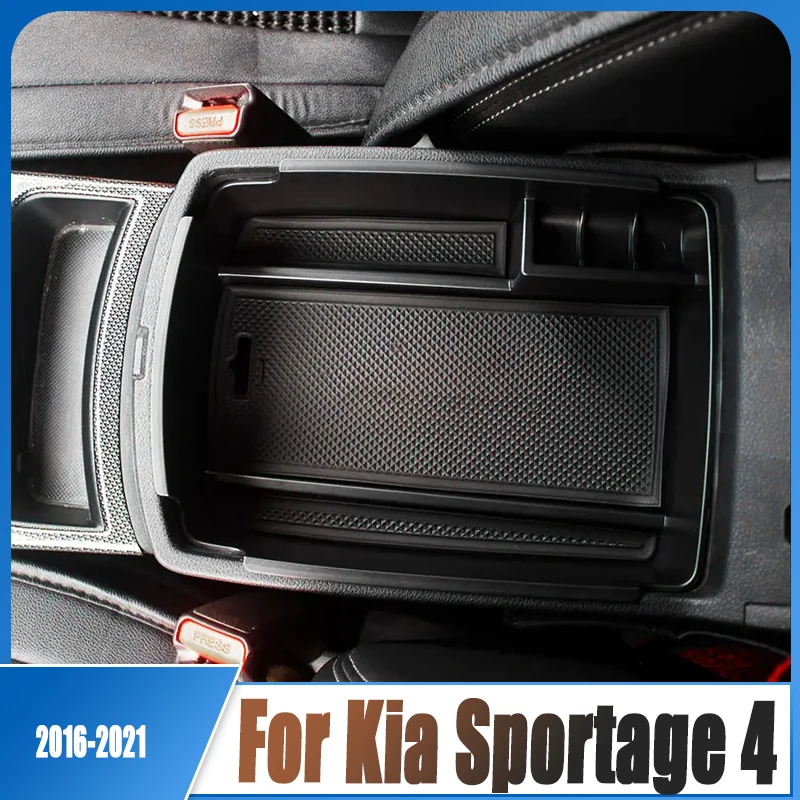 لكيا سبورتاج 4 2016 ~ 2021 سيارة وحدة التحكم المركزية مسند الذراع صندوق تخزين أشتات متعددة الأغراض الطبقات صينية المنظم حقيبة الملحقات