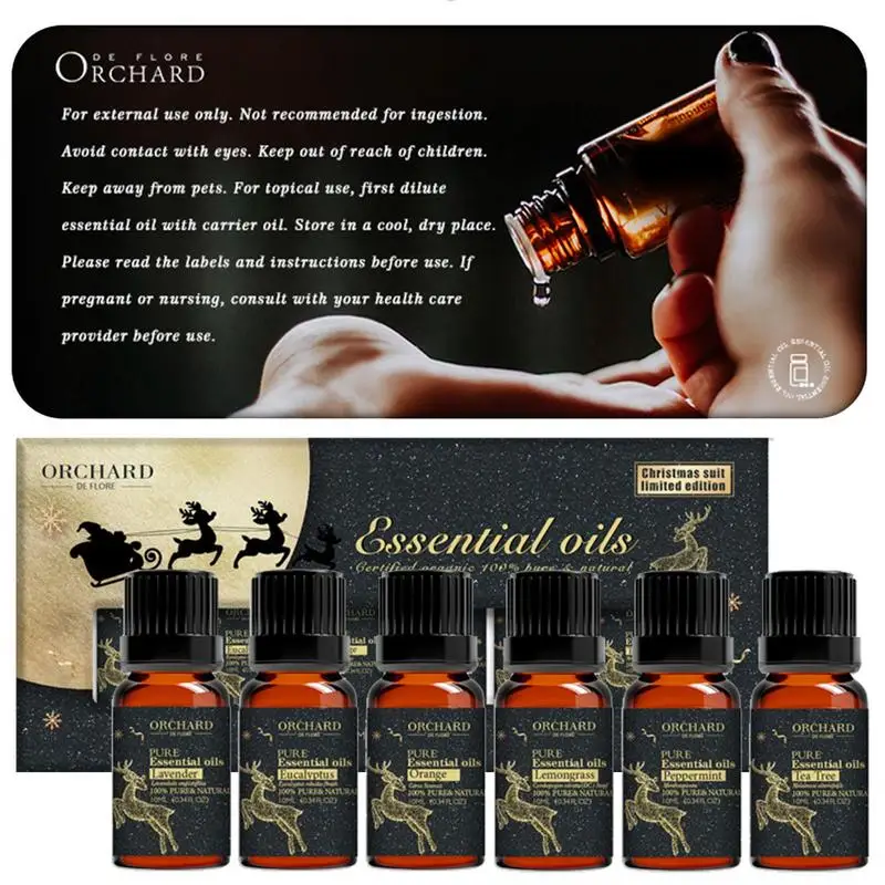 Diffuser EssentialOils Set DIY Set Of 6 Fragrance Essence Oils For Soap Candles Christmas-Packed Aromatherapy Oil Kit For Home