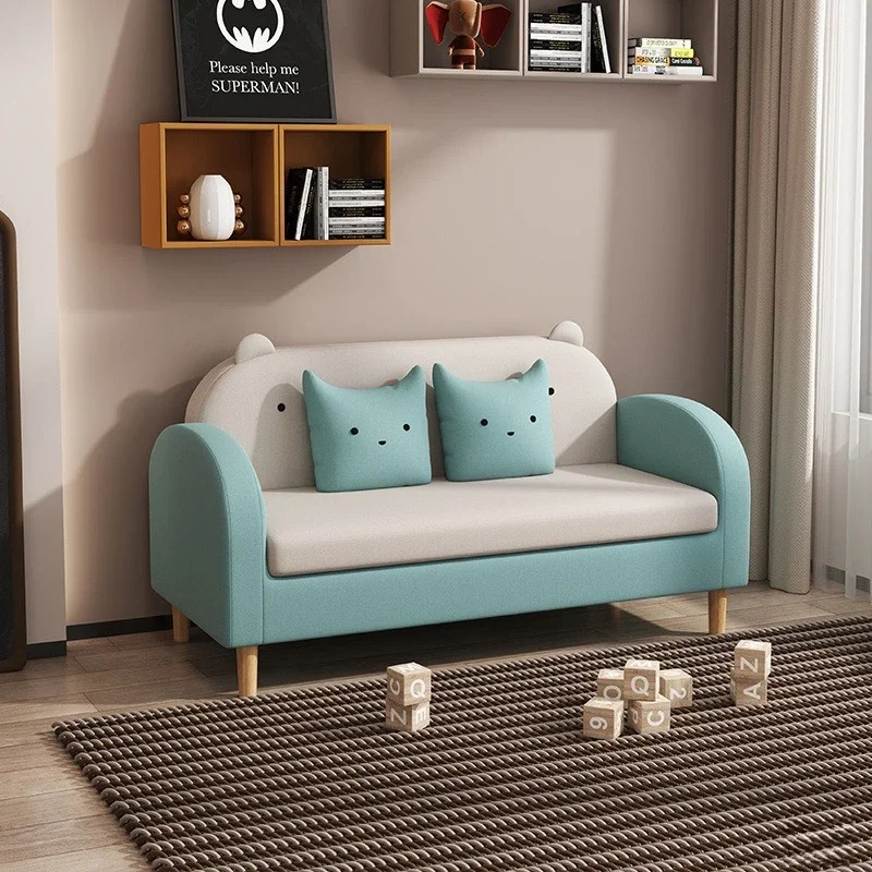 Small apartment simple fabric removable and washable children's sofa two or three simple models