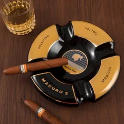 Classic Round Ashtray, 4-slot Ashtray,Large Rest Outdoor Cigars Ashtray for Patio/Outside/Indoor Ashtray Gifts for Men cohiba