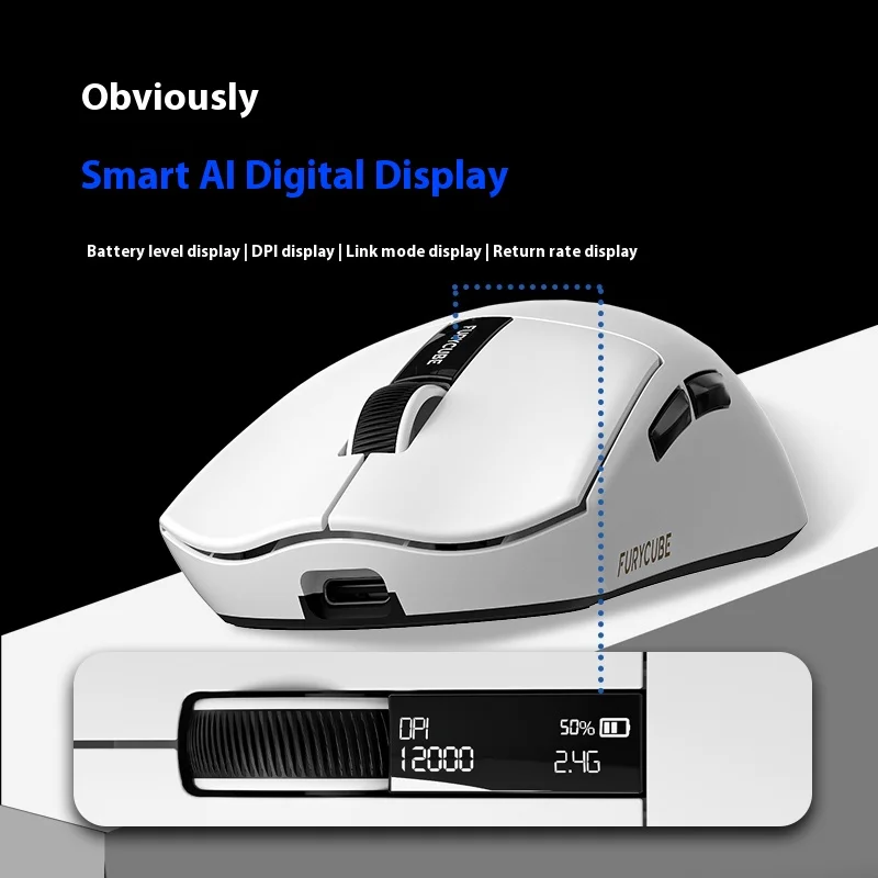 Furycube G9 Wireless Mouse Bluetooth Three Mode PAW3311  Mouse LED Digital Display Esport Gaming Mouse Lightweight 22000DPI PC