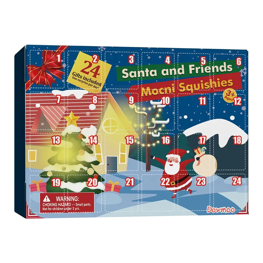 24PCS Christmas Advent Calendar Blind Box 24 Grid Rubber Toy Blind Box Christmas Surprise Gifts For Kids Countdown Calendar