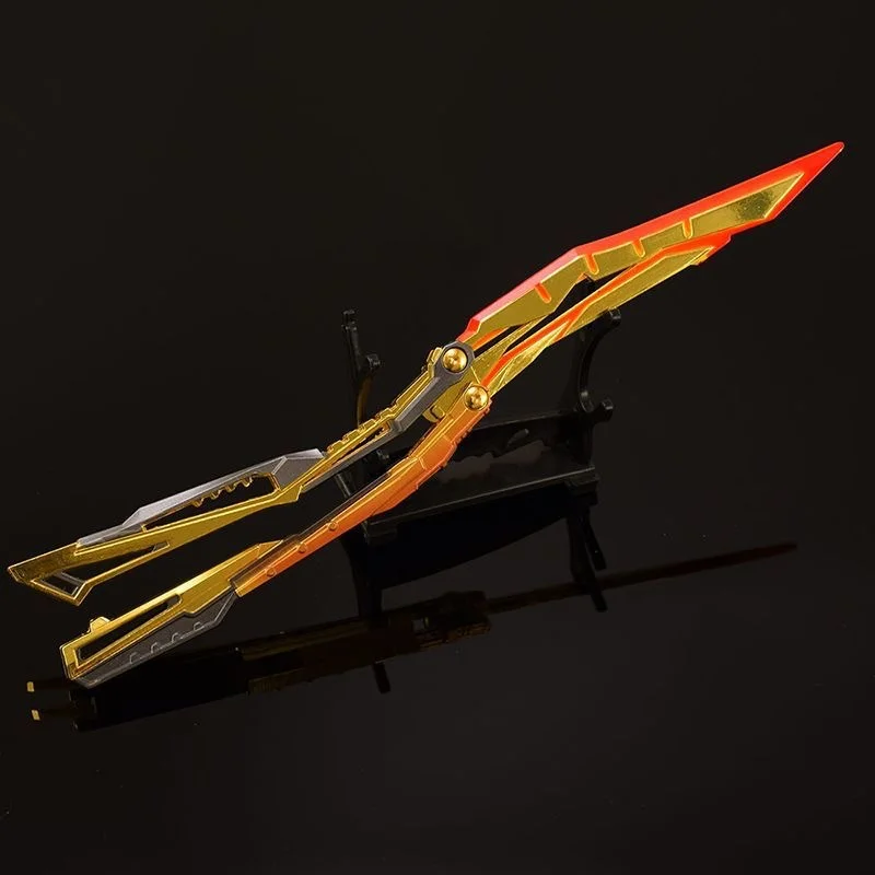 In Stock 24cm Cross Fire Blazing Butterfly Knif Foldable Game Peropheral Non-Sharp Metal Blade Sword Weapon Kid Birthday Gift