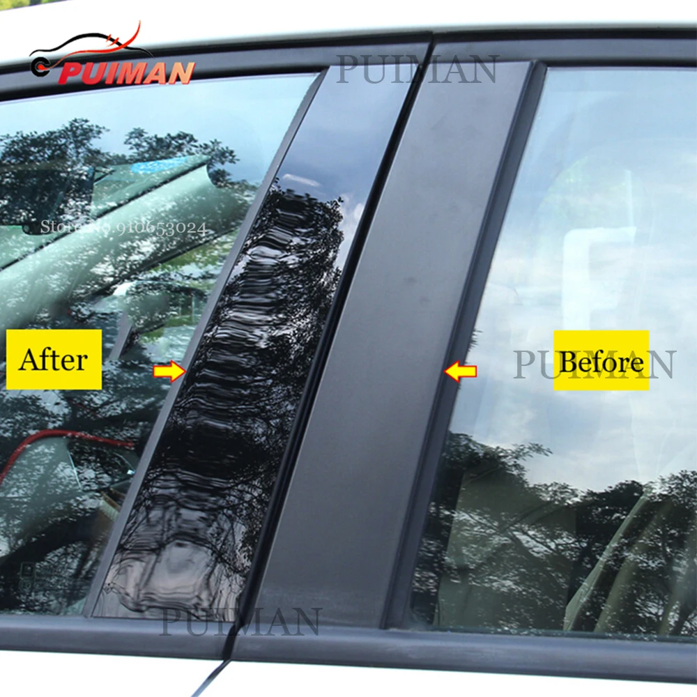 For Honda CR-V CRV 2017 2018 2019 2020 21 2022 Car Door Window Middle Column Trim Protection PC Black Strip Stickers Decoration