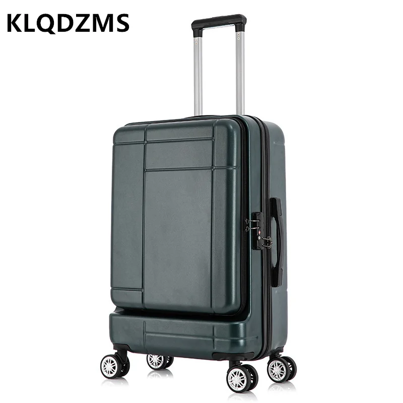 KLQDZMS-Mala Portátil com Rodas de Rolamento, Mala de Embarque para Laptop, Trolley Case, Abertura Frontal, ABS e PC, 20 "24"