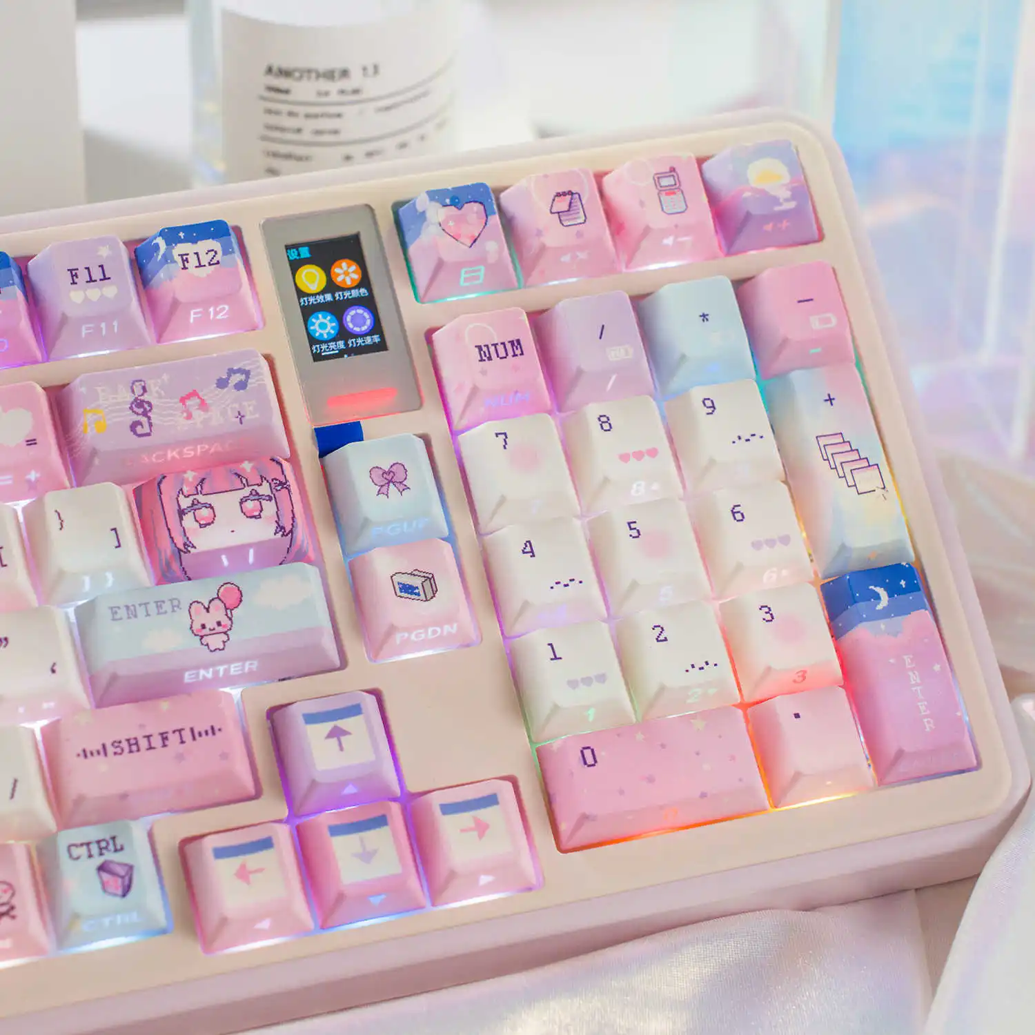 Y2K Style Double-Engraved Cherry Profile Side-Engraved Transparent Keycap Set PBT Dye-Sub Mechanical Gaming Keyboard MOA Keycaps