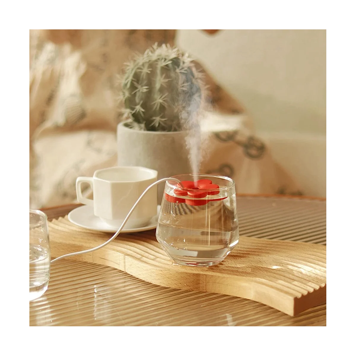 Mini umidificatore portatile con Design di tenuta del cavo USB umidificatore senza serbatoio umidificatore personale da viaggio per camera da letto bianco